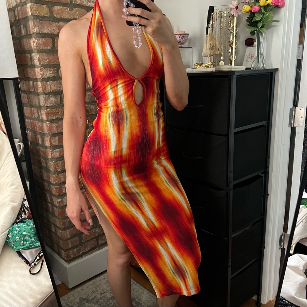 Vibrant Halter Tie-Dye Dress